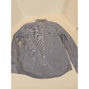 Timberland Mens XL Slim Fit Blue White Gingham Check Long Sleeve Shirt‎